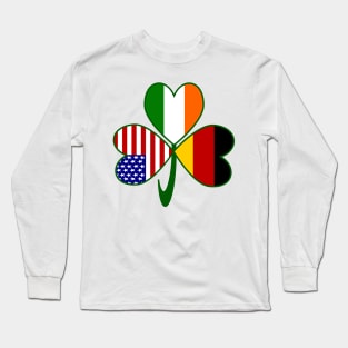 Germany Ireland USA Flags Shamrock Long Sleeve T-Shirt